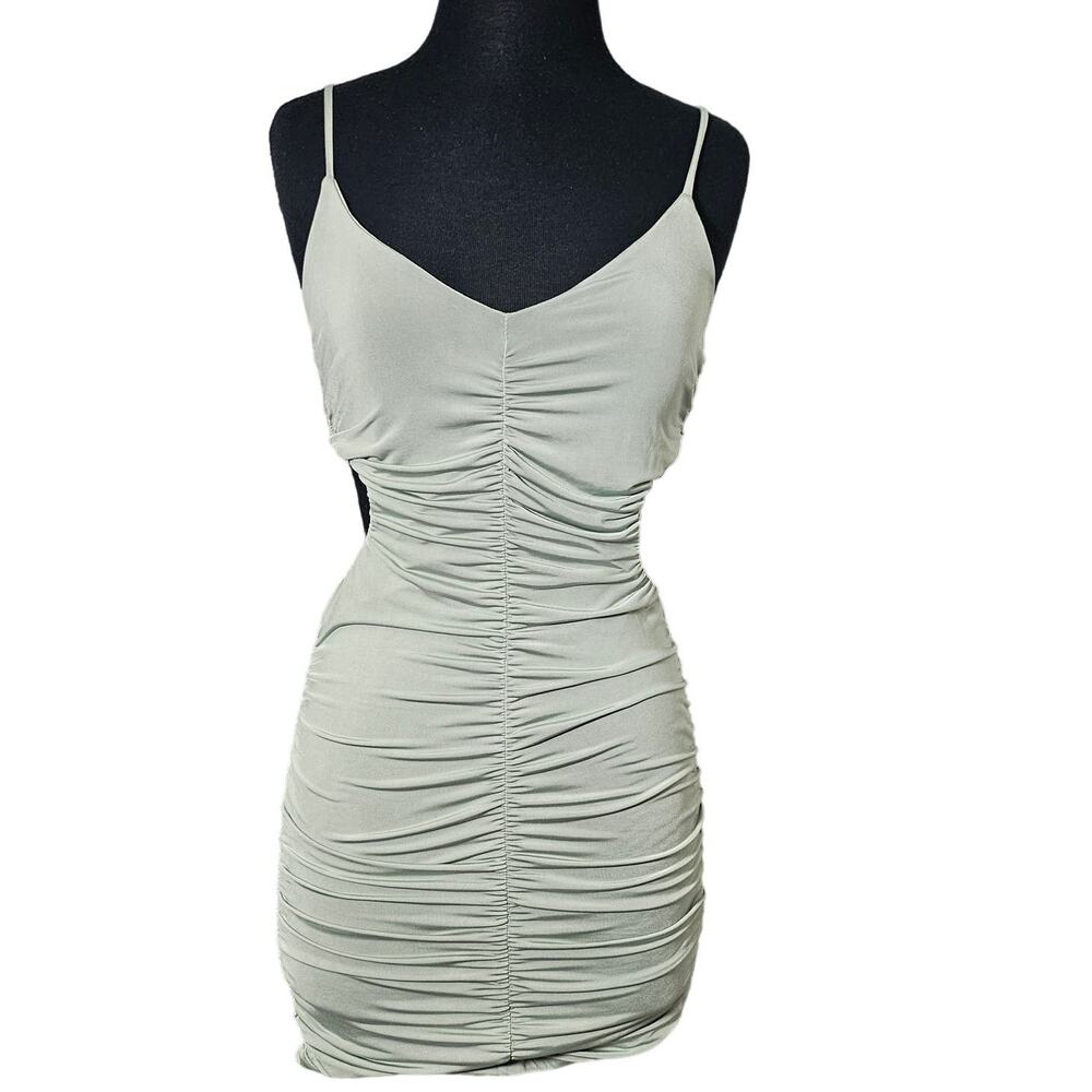 Steps NY Bodycon Ruffled Trim Dress green sz S/M